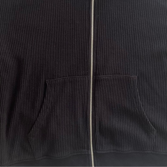 Zine Men's Black Waffle Knit Full-Zip Hoodie Large - Picture 4 of 8